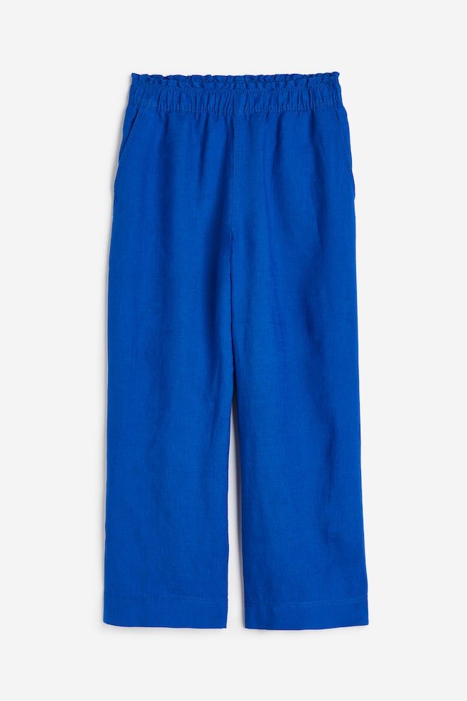 Ankle-length linen trousers - Bright blue/Light beige/Black/Light blue/Shells/dc/dc/dc - 2