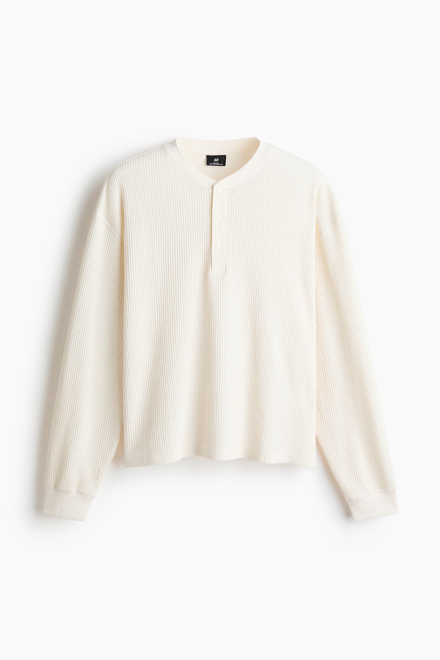Áo henley dệt ô vuông Regular Fit - Màu kem/Màu xanh dương khói đậm/Màu đỏ khói đậm