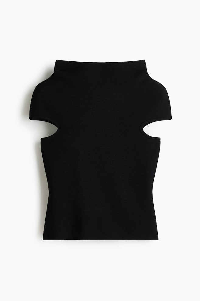 Turtleneck top - Black/Cream/Dark khaki green - 1