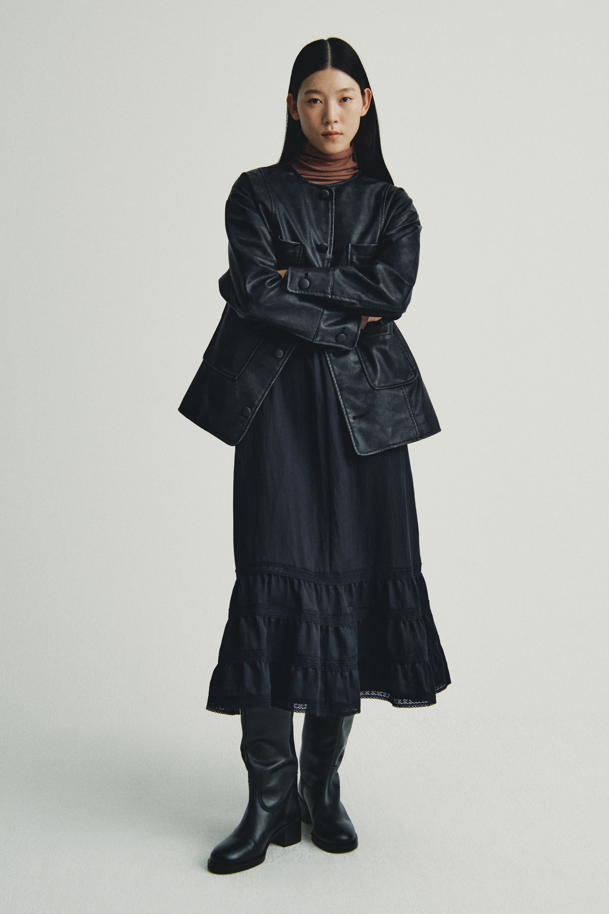 H & M - レース切り替えキャミワンピース - ブラック