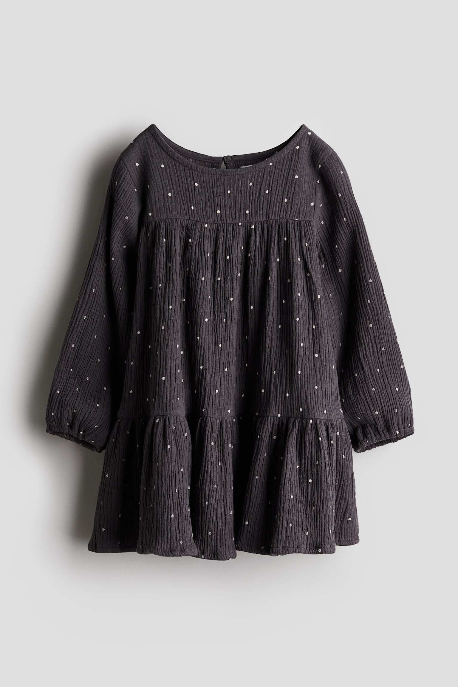 A-line Muslin Dress - Dark grey/Spot - 1