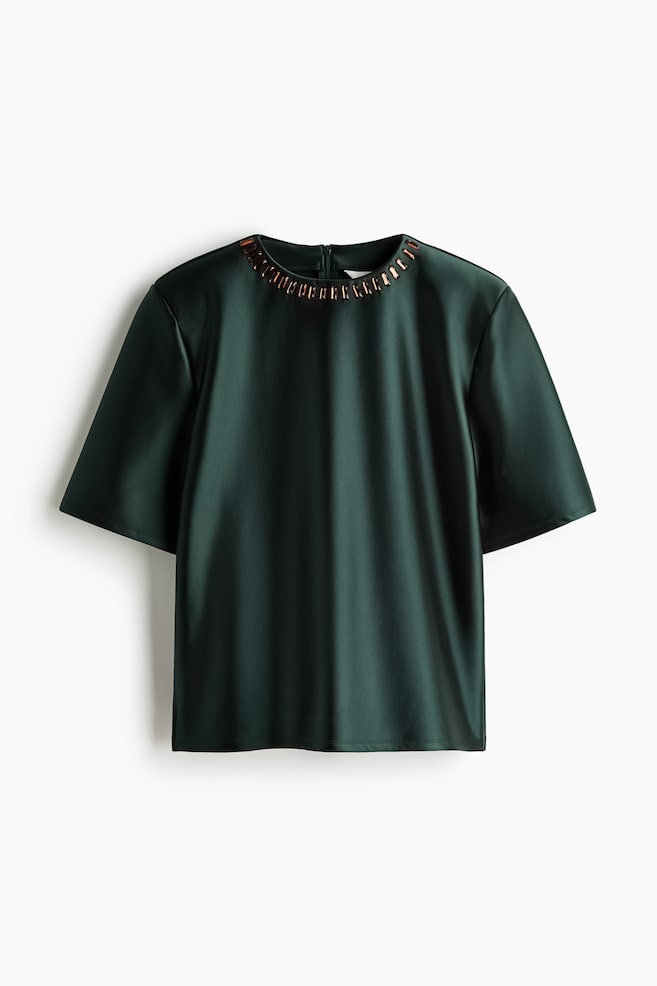 Shirt mit Schulterpolstern - Dunkelgrün - 1