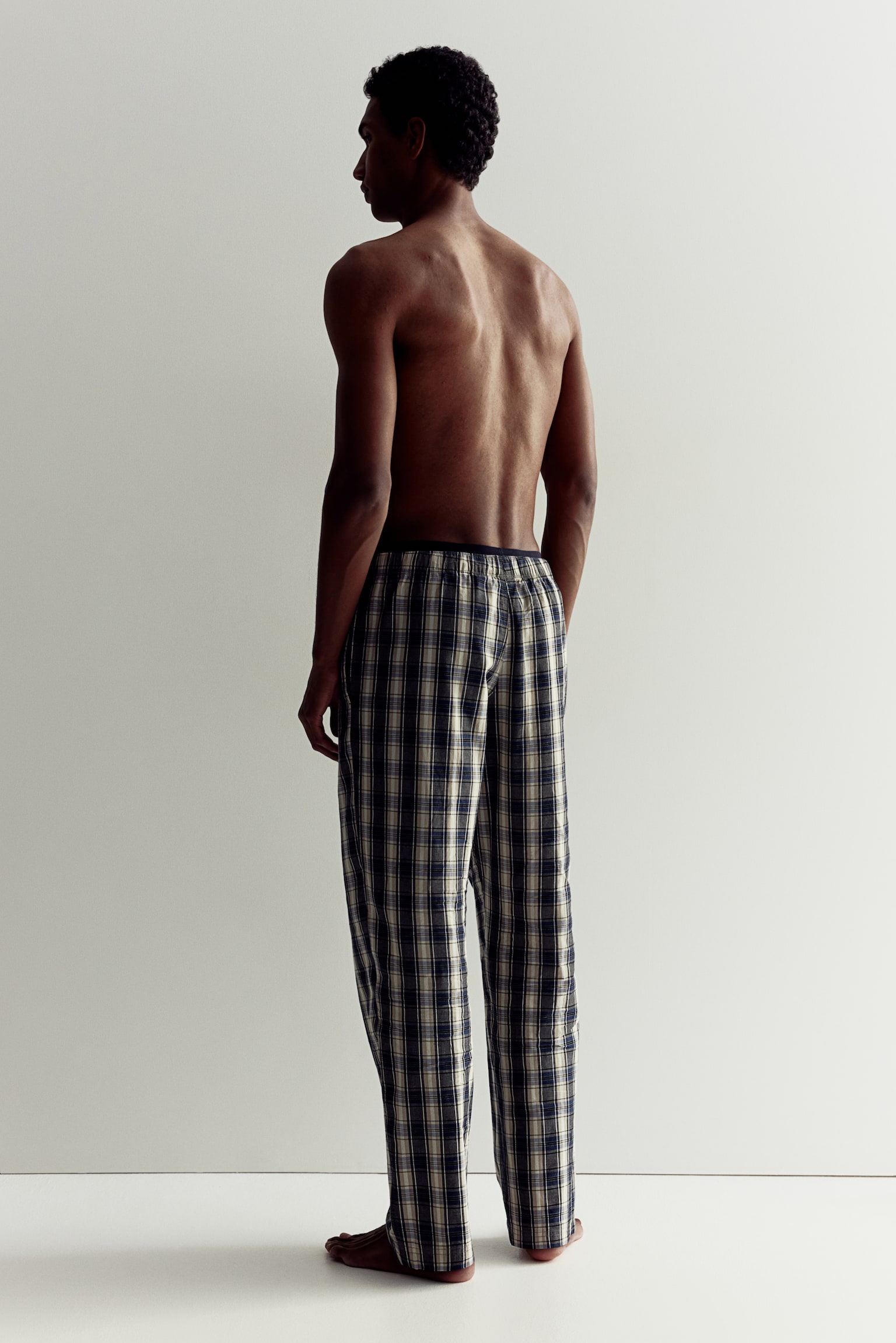 Relaxed Fit Pyjama Pants - Dark blue/Beige check - 5