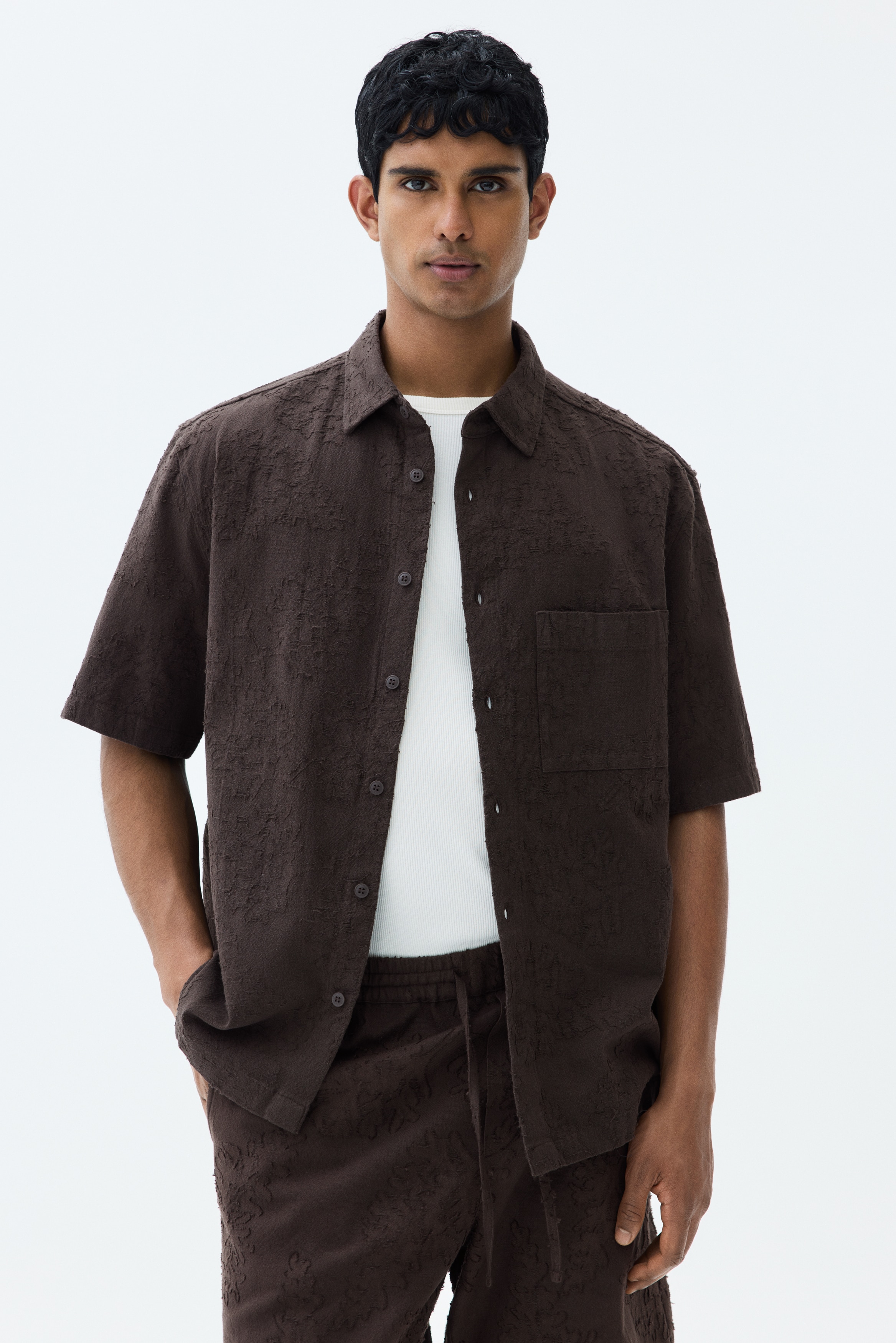 Relaxed Fit Textured shirt - Dark brown