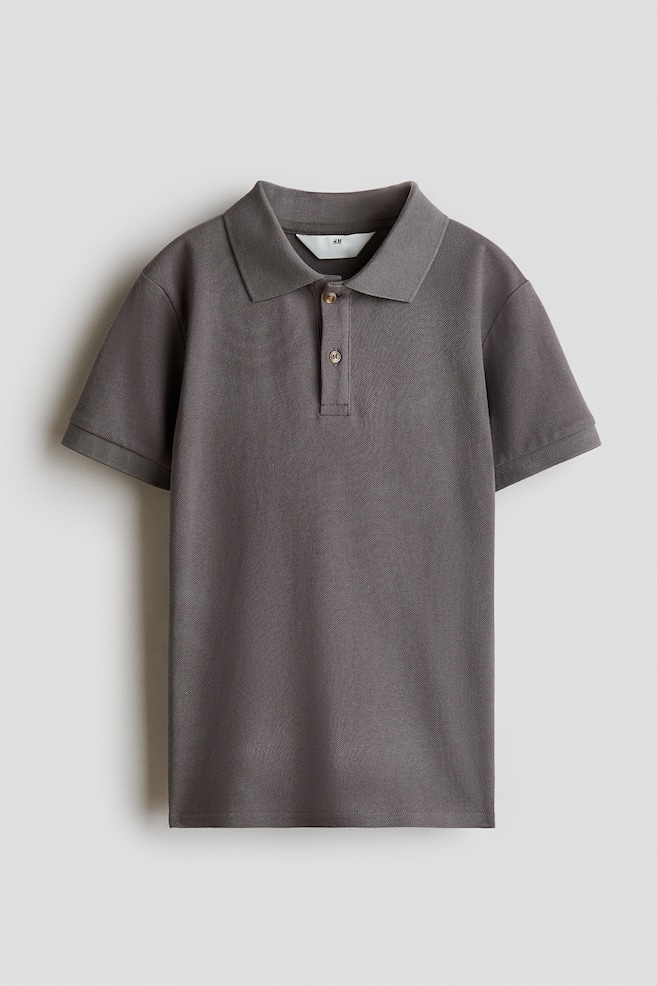 Playera polo en piqué de algodón - Gris/Azul claro - 1