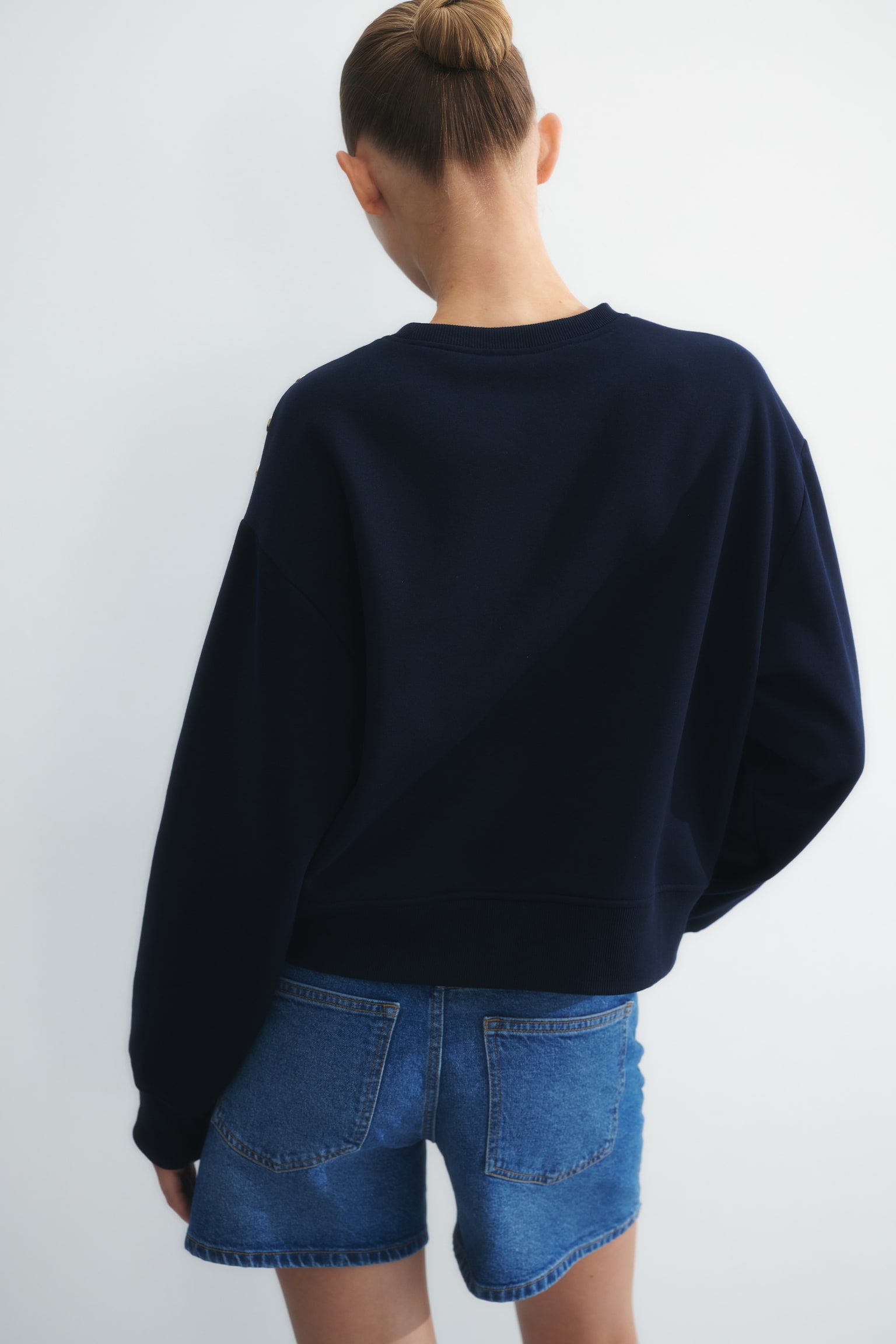 Button-detail sweatshirt - Navy blue/Light dusty pink/Black/Cream/Café de la Mairie - 3