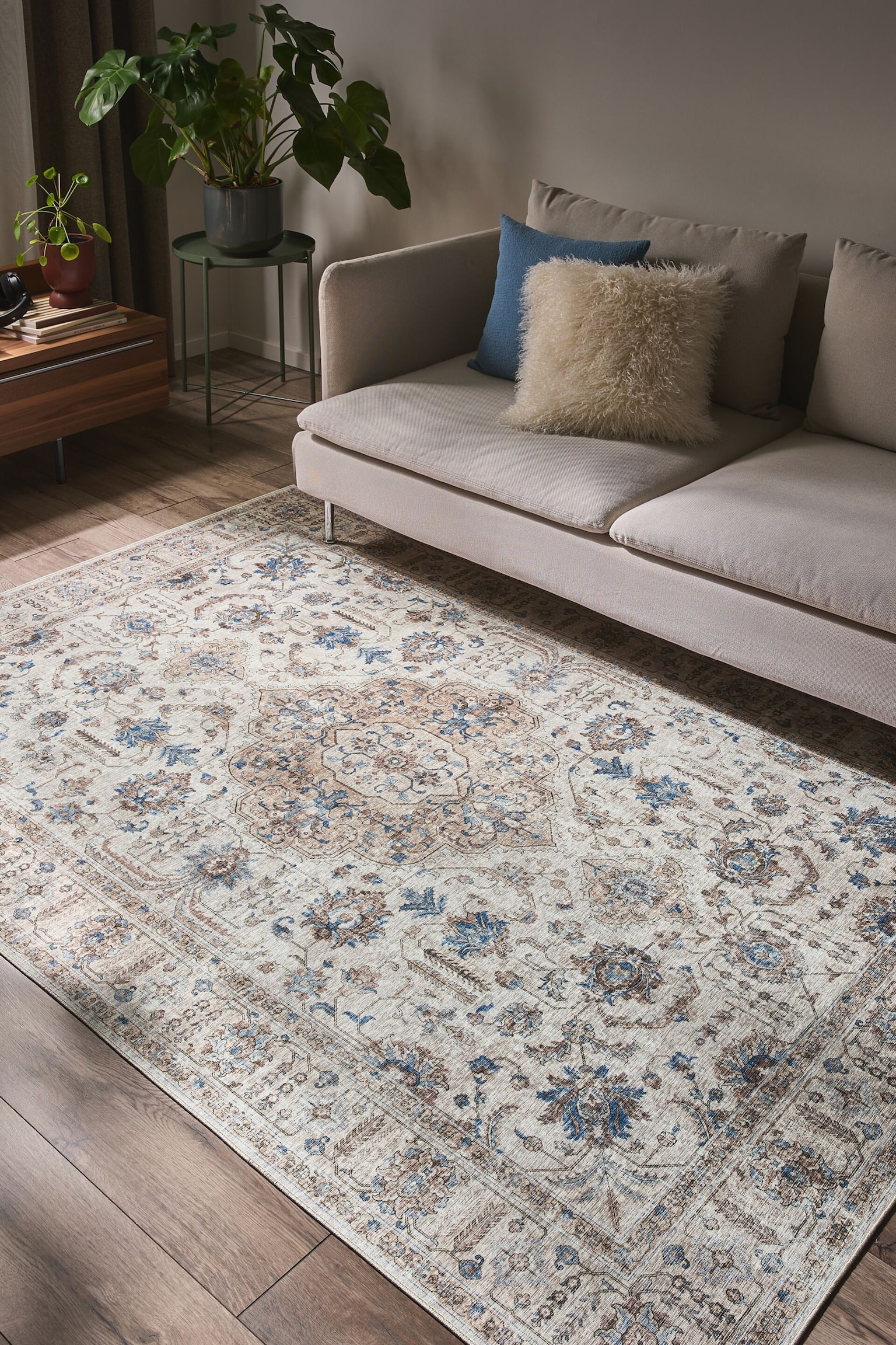 Alfombra Lavable Laury - Beige/Azul - 2