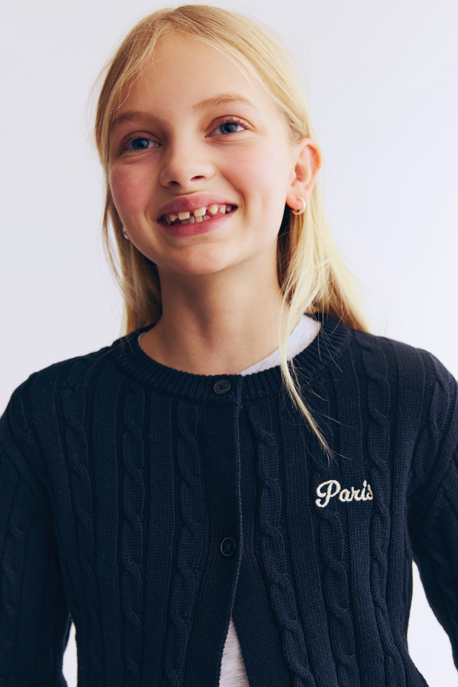 Gebreid kabelvest - Marineblauw/Paris/Lichtroze/kersen/Lichtbeige/gestreept - 3