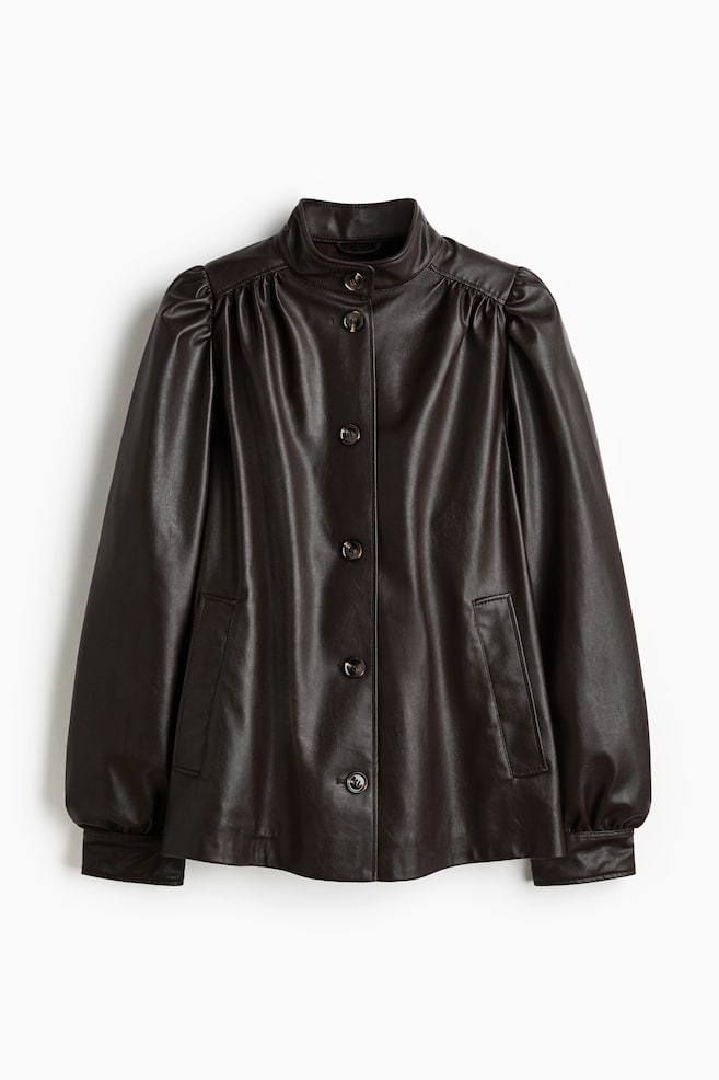 Coated Fabric Jacket - Dark brown - 1