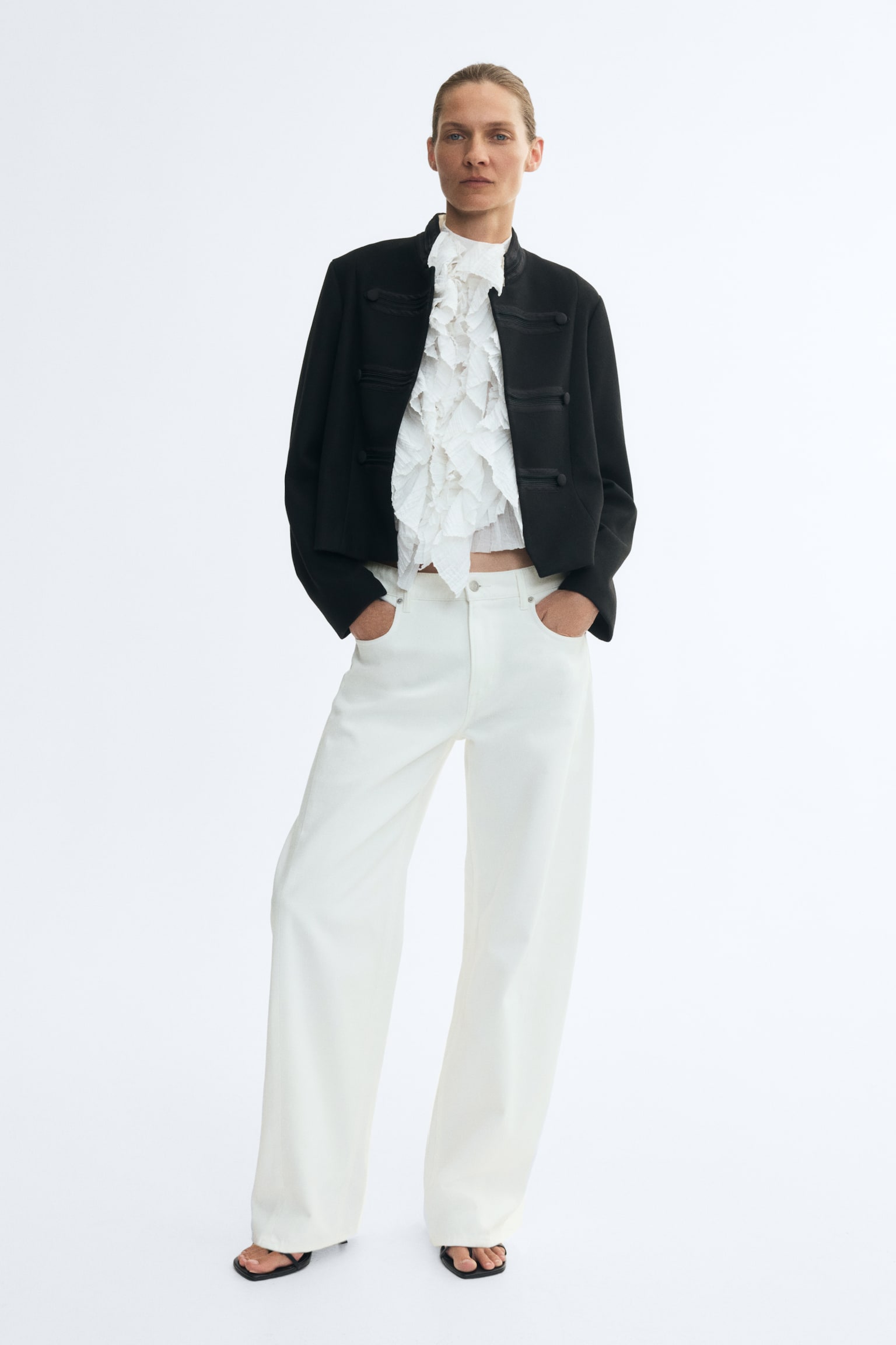 Barrel Regular Waist Jeans - White/Dark denim blue/Dark denim blue - 1