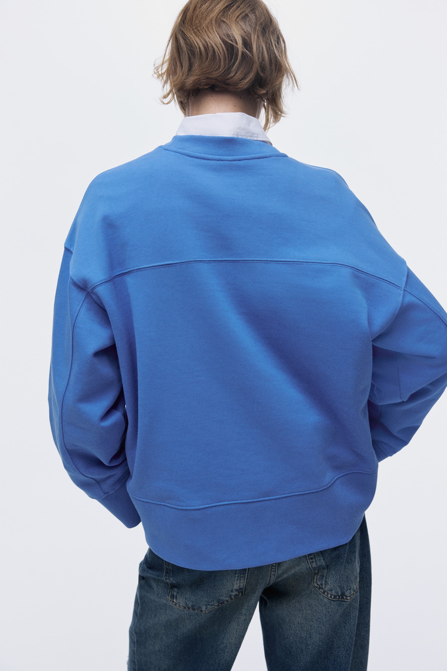 Oversized cotton sweatshirt - Blue/Dark grey/Light beige/Dark brown - 4