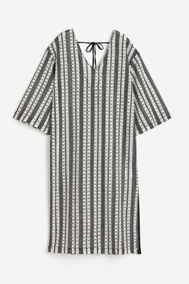 Jacquard-knit dress - Black/Striped - 2