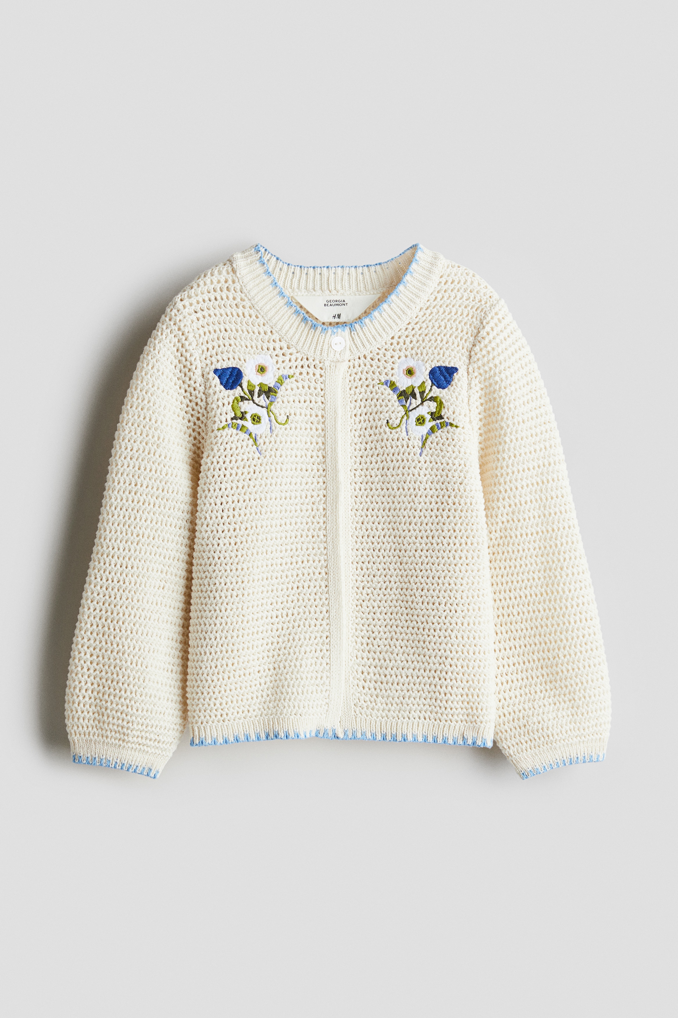 Gilet façon crochet - Crème/fleurs