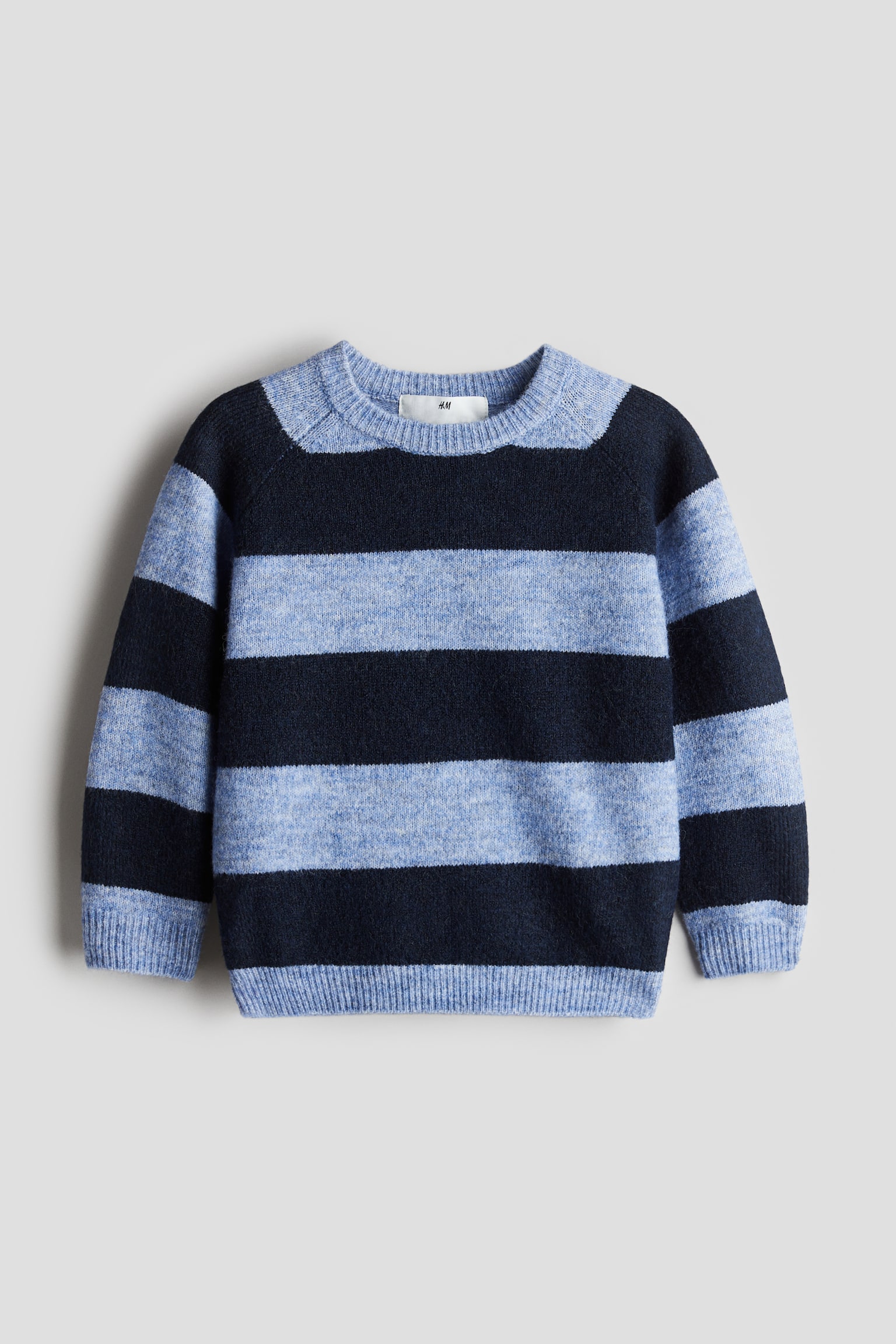 Raglan-sleeved jumper - Blue/Striped/Dark red/Beige - 1