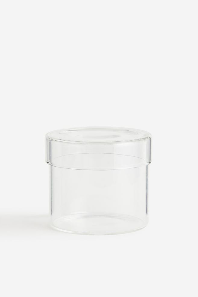 Kleines Glasgefäß mit Deckel - Klarglas/Hellgrün - 1