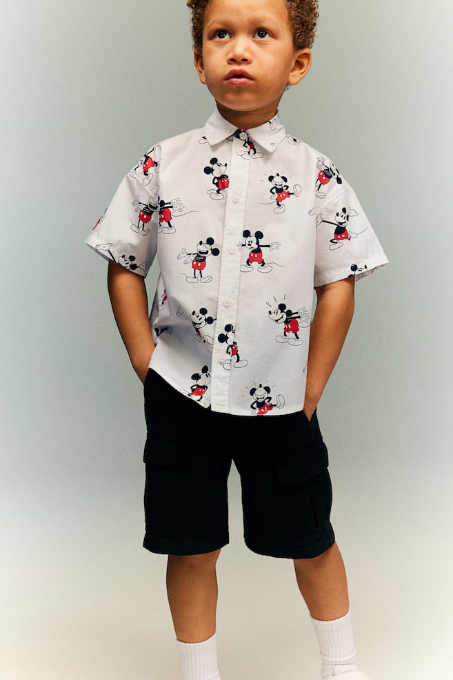 Camisa de algodón con diseño - Blanco/Mickey Mouse/Turquesa/Sonic the Hedgehog - 1