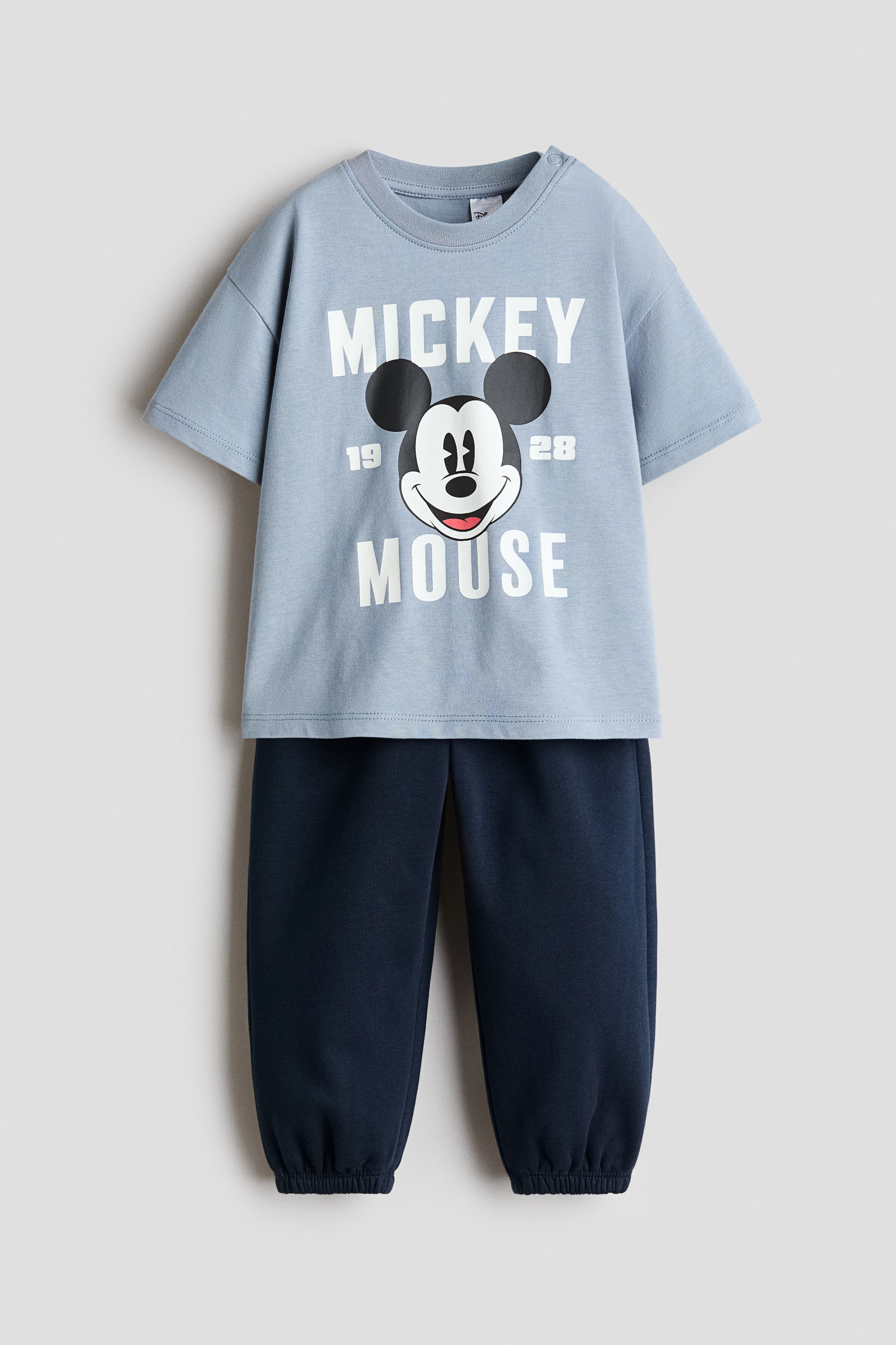 查看大圖: T恤配慢跑褲2件組套裝 - Light dusty blue/Mickey Mouse - Kids | H&M HK 1