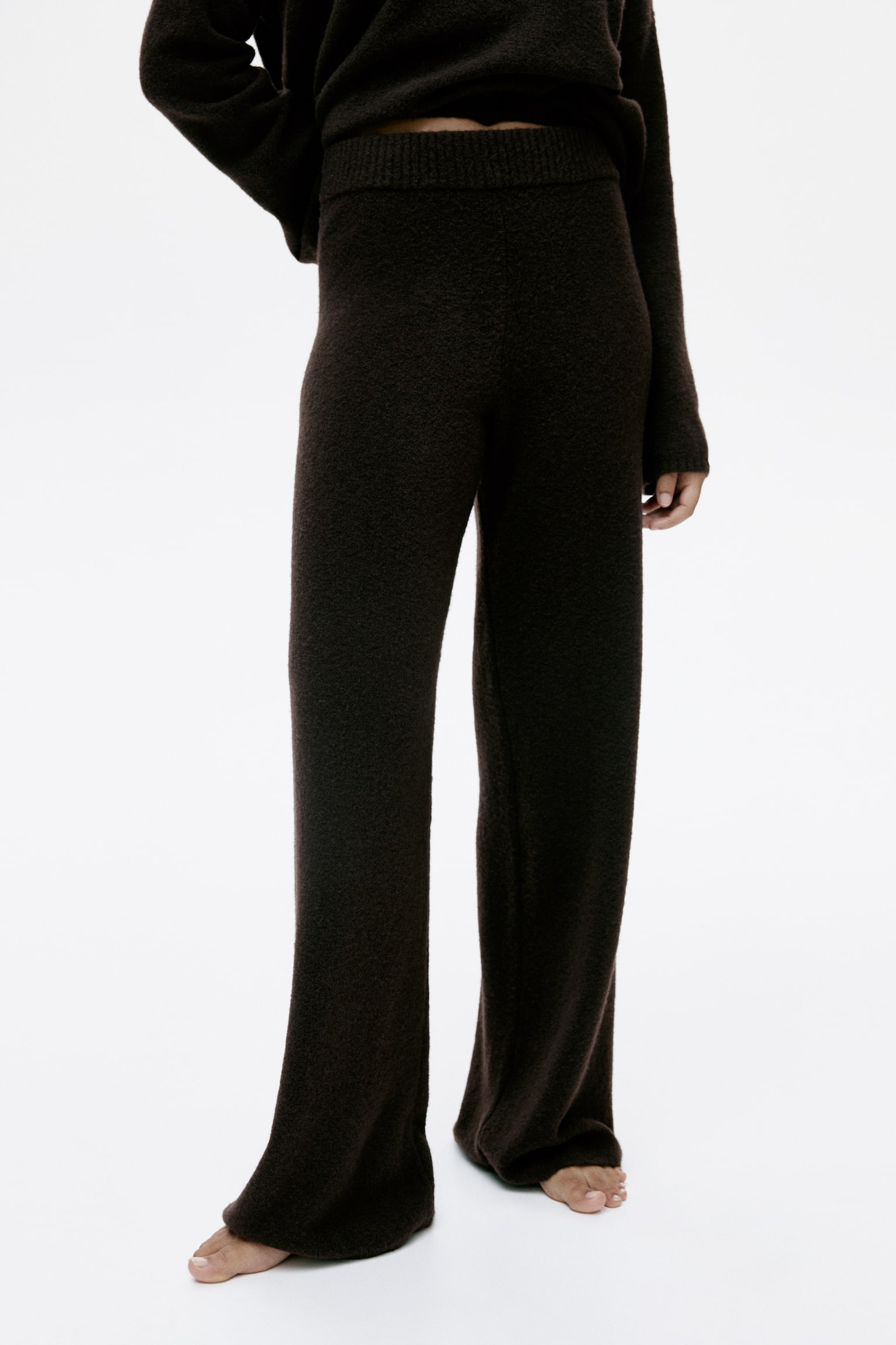 Pantalon en maille fine - Marron foncé/Beige chiné/Beige clair/Bleu marine/Gris clair chiné/Gris foncé chiné/Gris chiné/Rose poudré/Bordeaux/Beige foncé/Gris clair chiné - 4