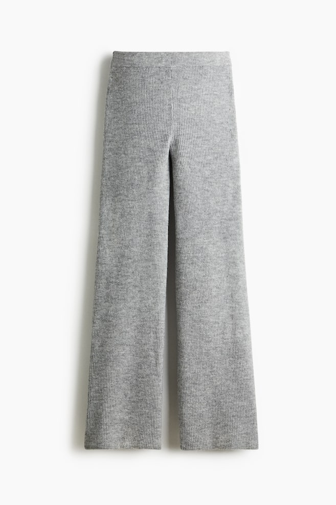 Rib-knit trousers - Grey marl/Dark brown - 1