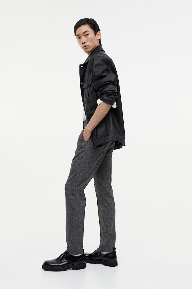 Slim Fit trousers - Dark grey marl/Black/Light grey/Checked/Light greige/Checked/dc - 4