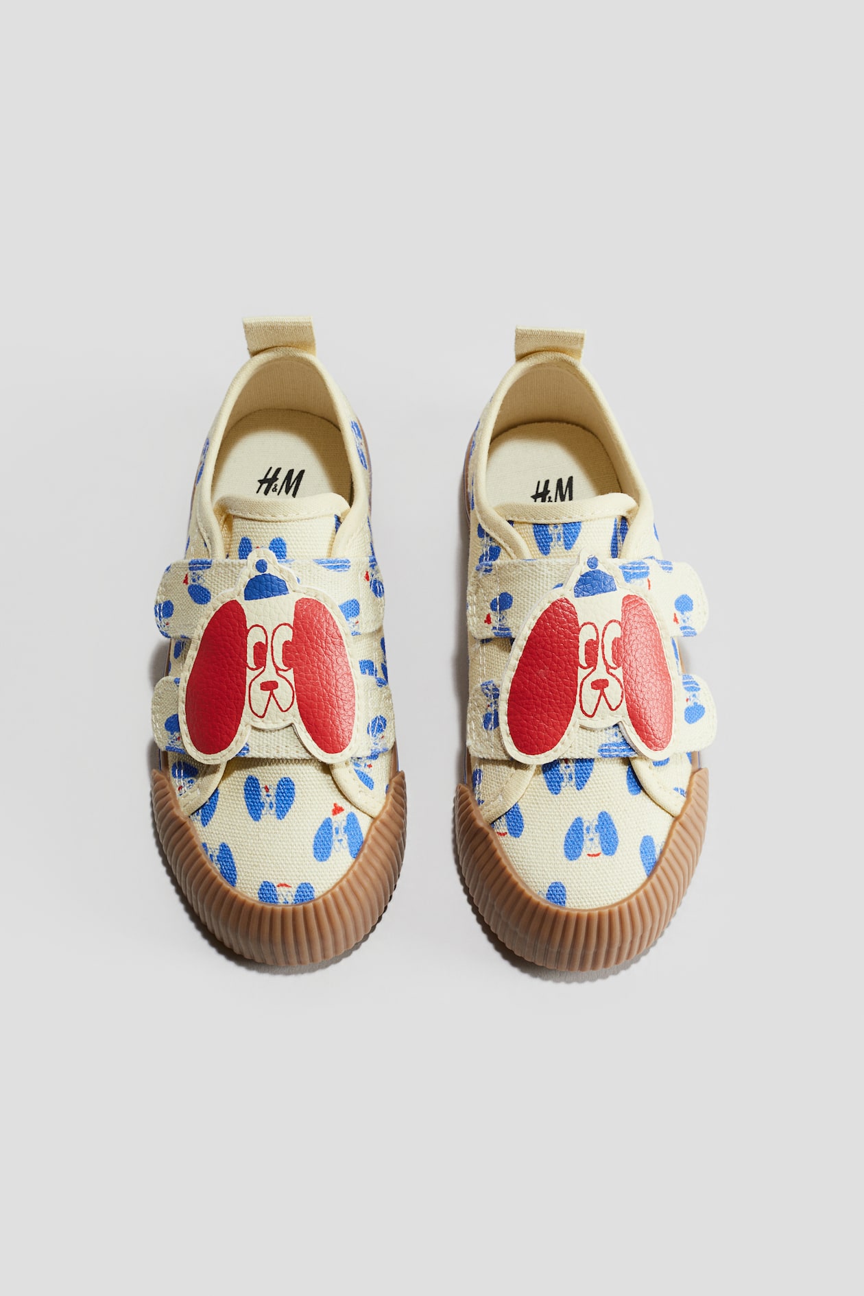 Appliquéd canvas trainers Light yellow/Dogs Kids H&M IE