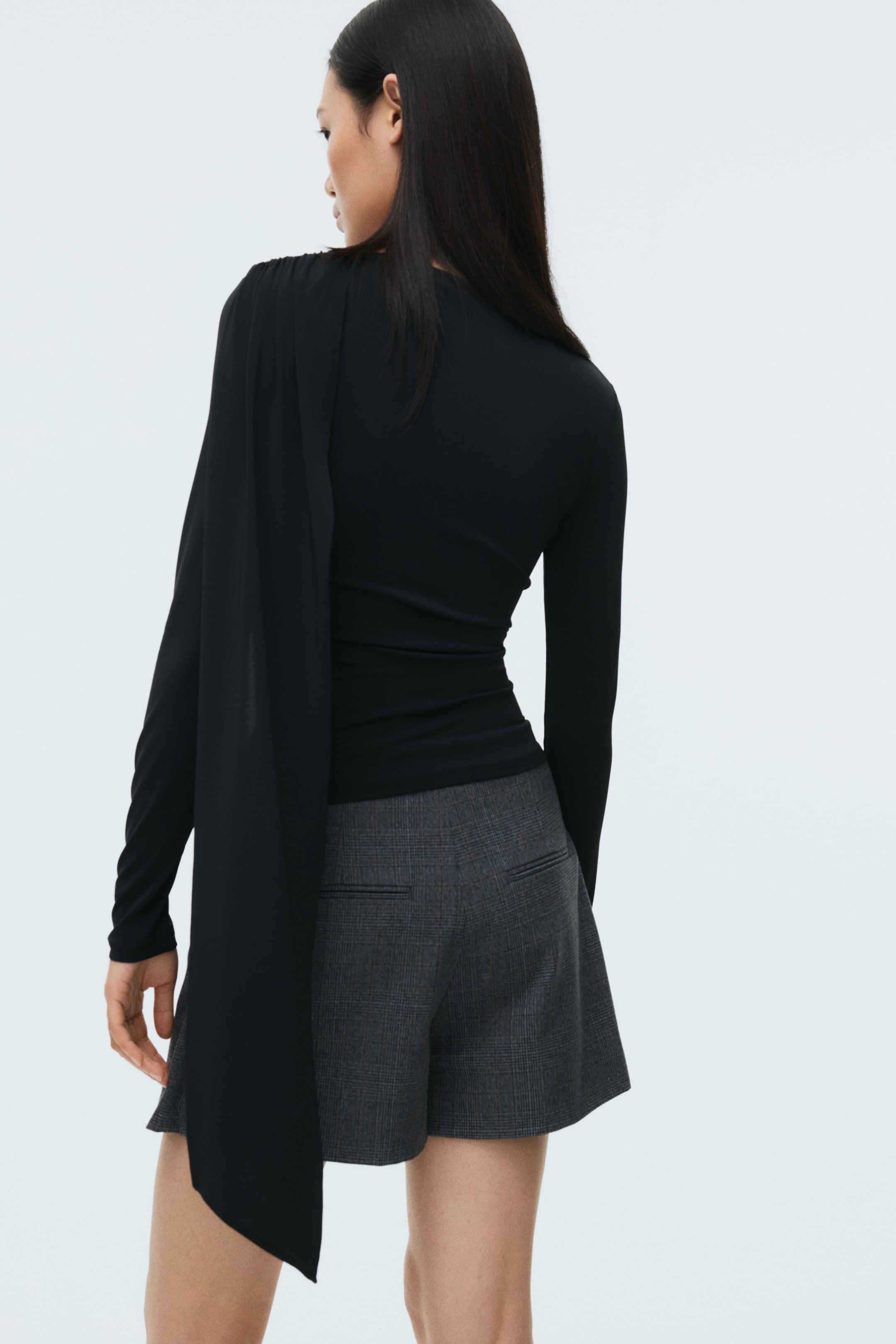 View larger image: Gathered Top - Black | H&M CA 4