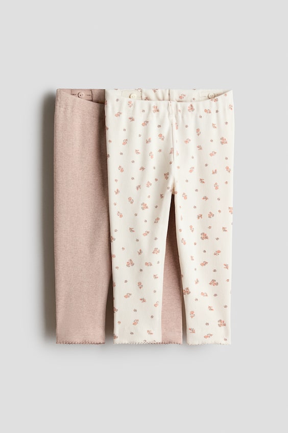 Детские леггинсы H&M 2-pack Ribbed Cotton Leggings