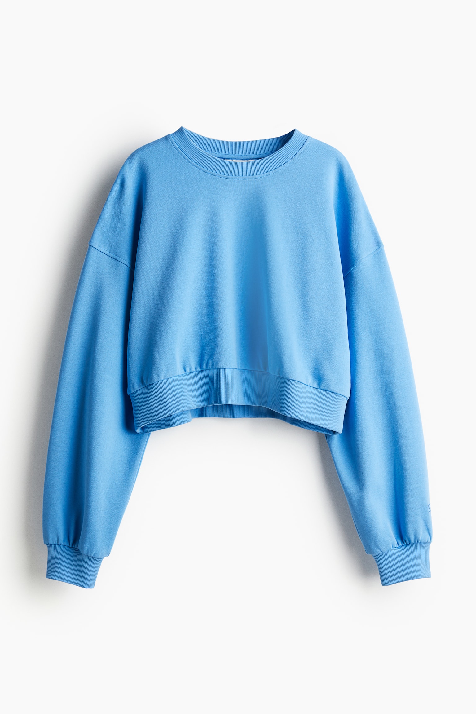 Cropped sweatshirt - Blue/Light grey marl/Light pink - 1