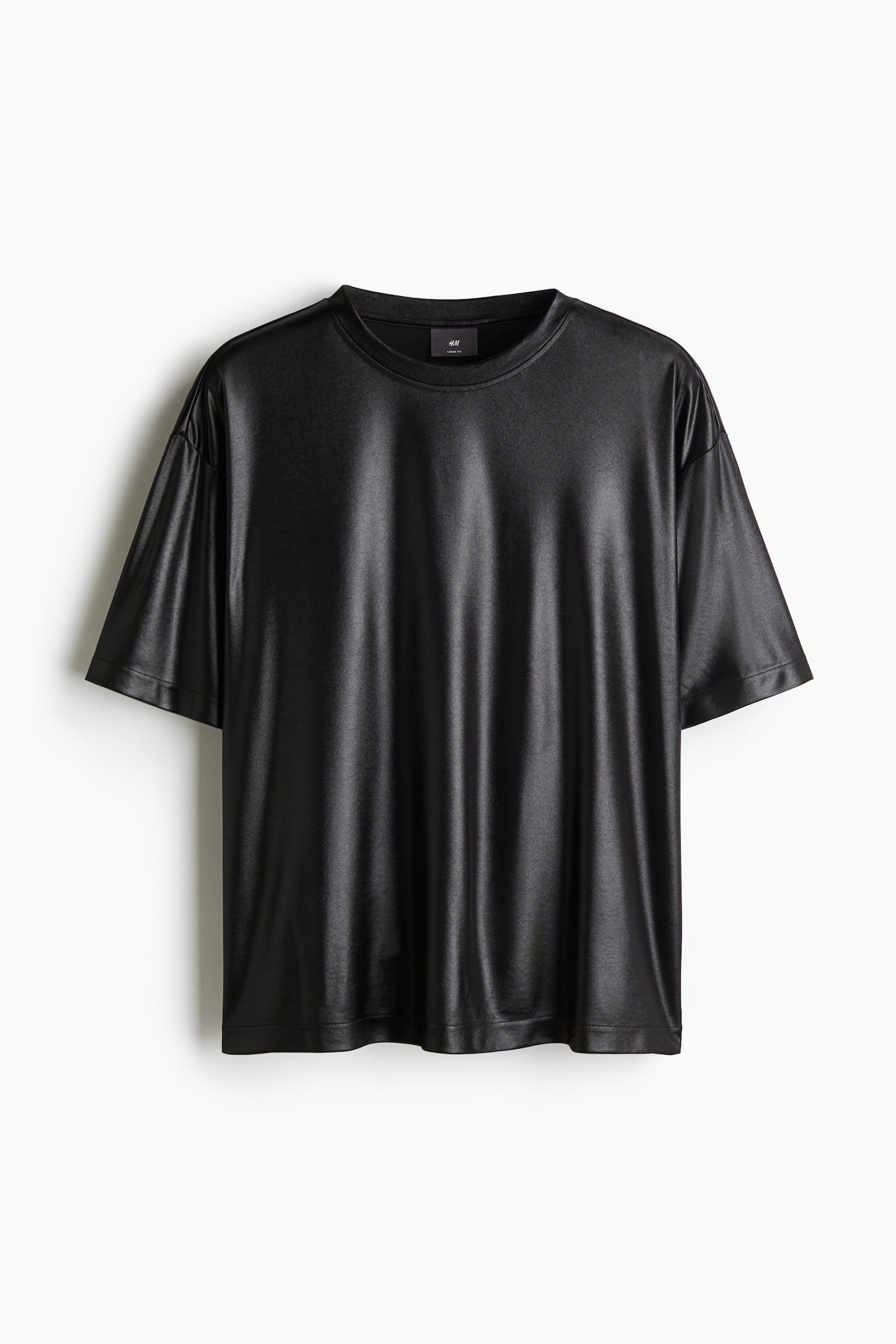 Loose Fit Satin T-shirt - ブラック/ライトベージュ - 2