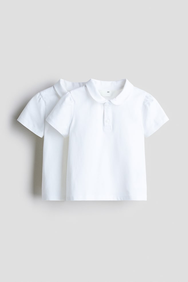 2-pack cotton school polo shirts - White - 1