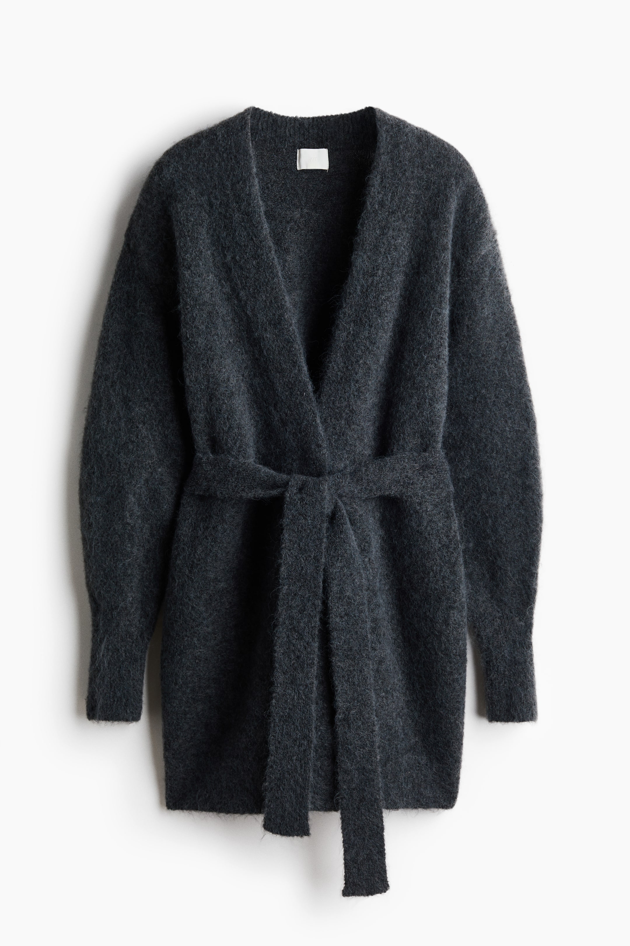 View larger image: Brushed tie-belt cardigan - Dark grey - Ladies | H&M 1