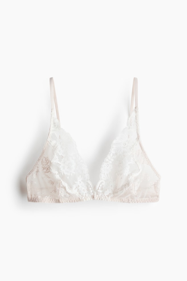 Soft lace bra - Pale beige/Black/Cream - 1