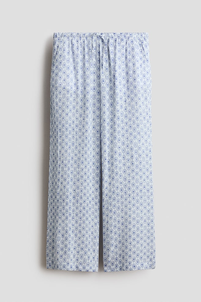 Pull-on Pants - White/blue patterned/Dusty blue/floral/Navy blue/Cream/patterned/Light pink - 1