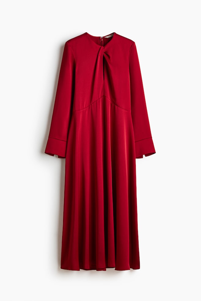 Twist-detail satin dress - Dark red - 1