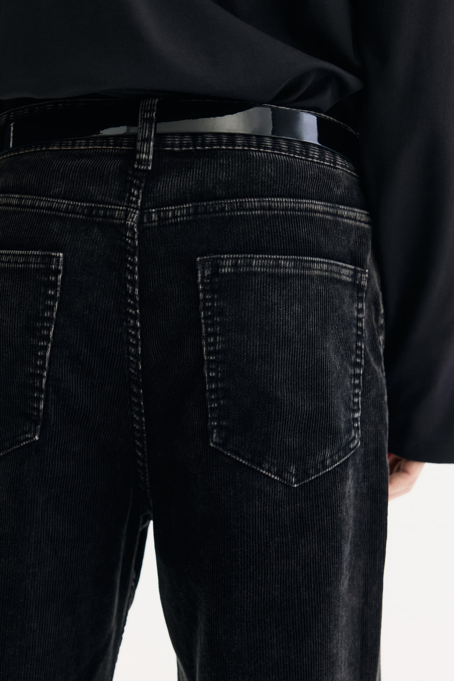 Relaxed Fit Corduroy trousers - Farmerfekete/Sötétszürke - 3