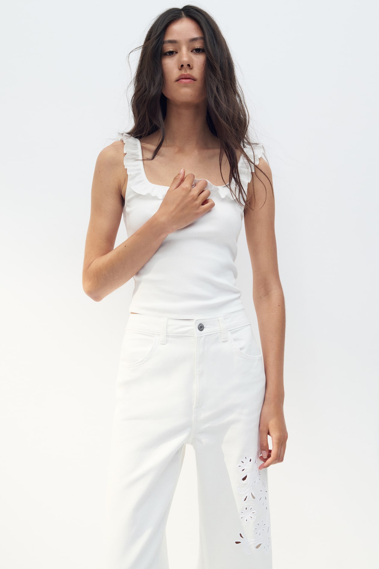 Pants with Eyelet Embroidery - image 5
