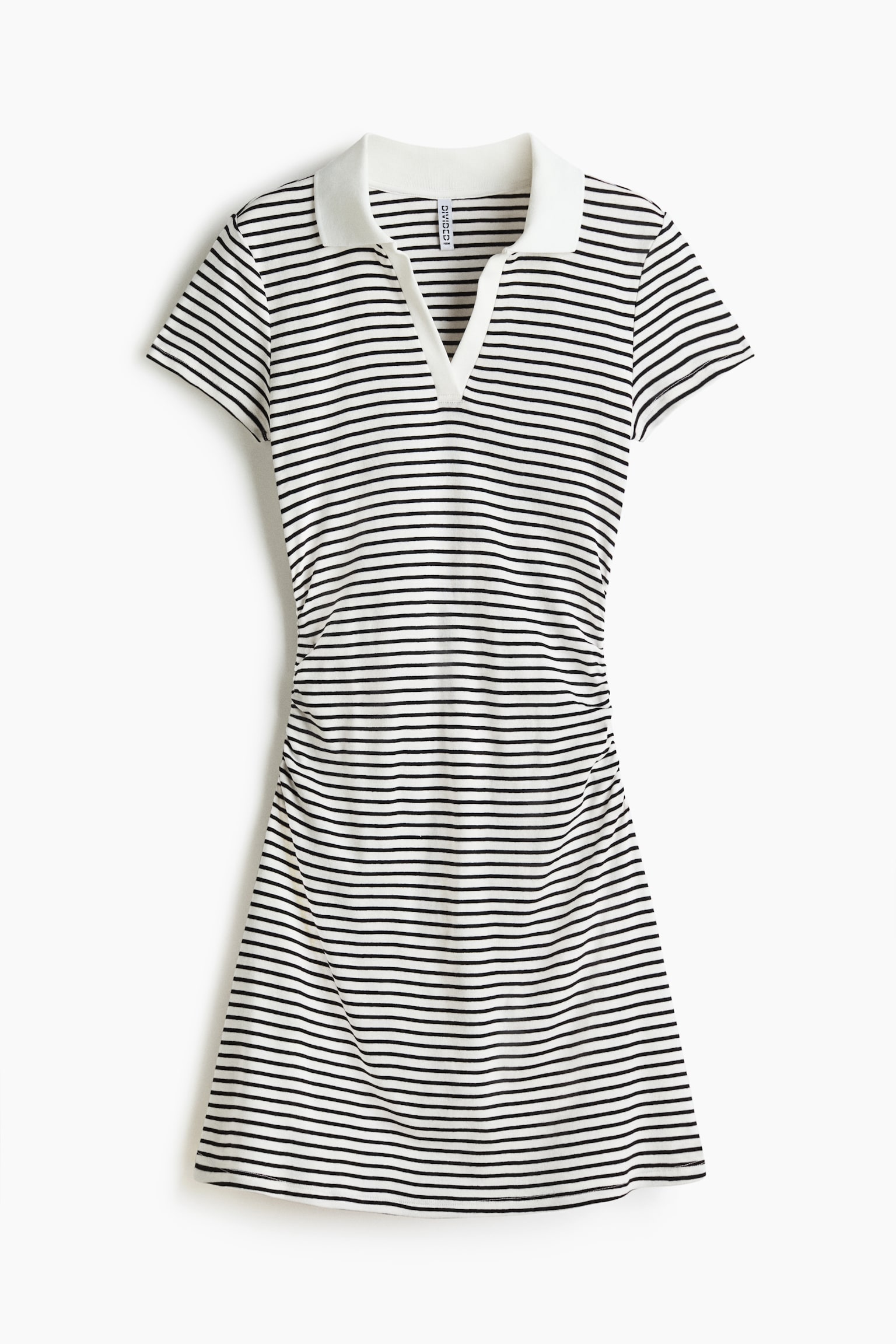 Vestido con cuello en tejido fino - Blanco/Franjas/Café oscuro/Azul - 1