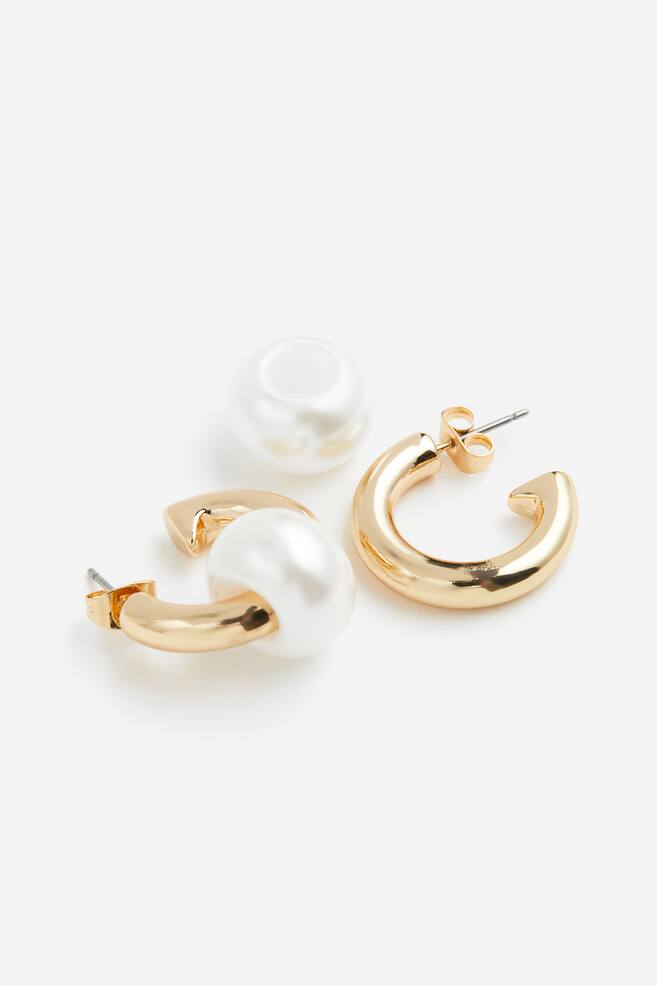 Hoop earrings - Gold-coloured/White/Gold-coloured/Gold-coloured - 3