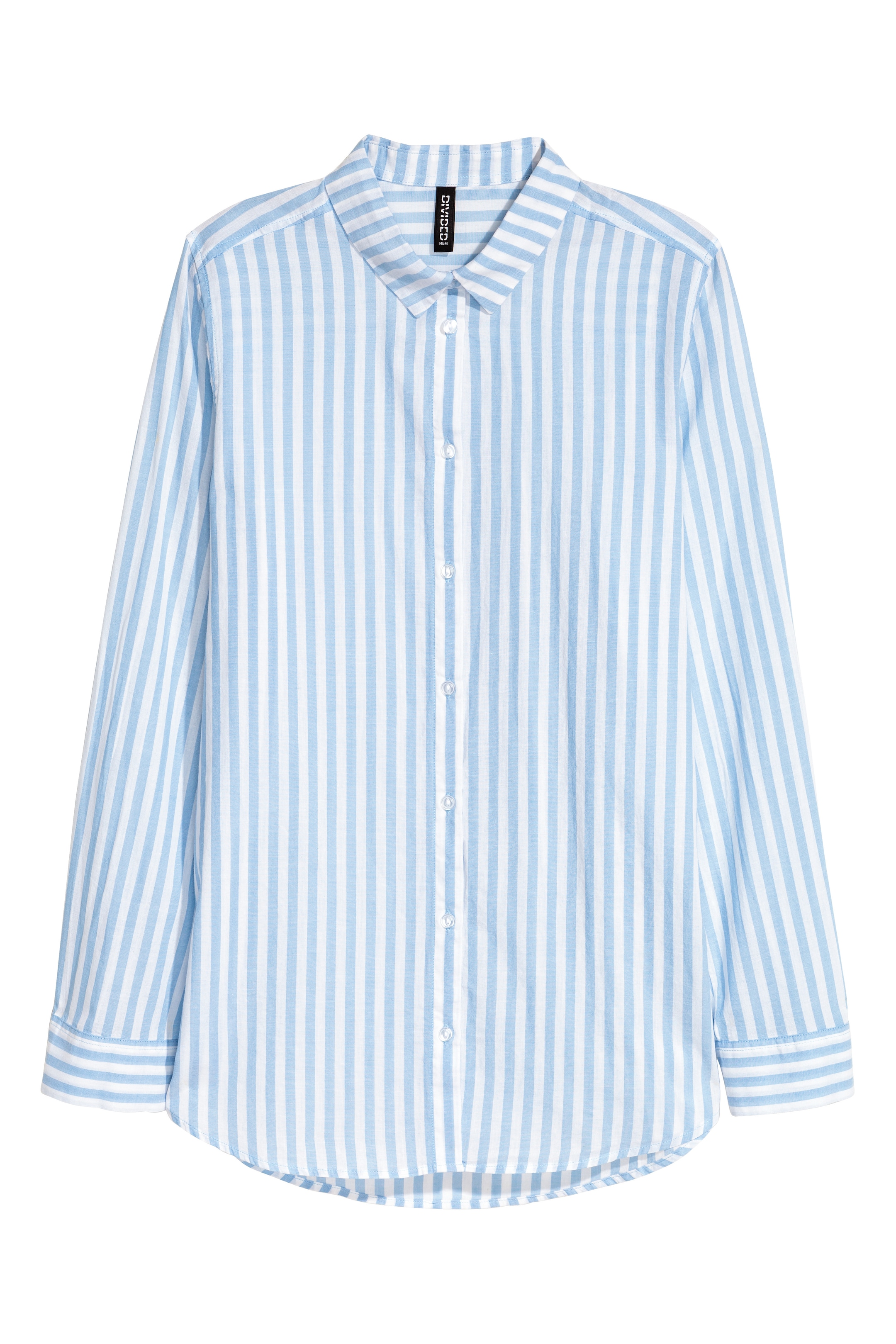 Ver imagen más grande: Camisa de algodón - Azul claro/Rayas - MUJER | H&M ES 1