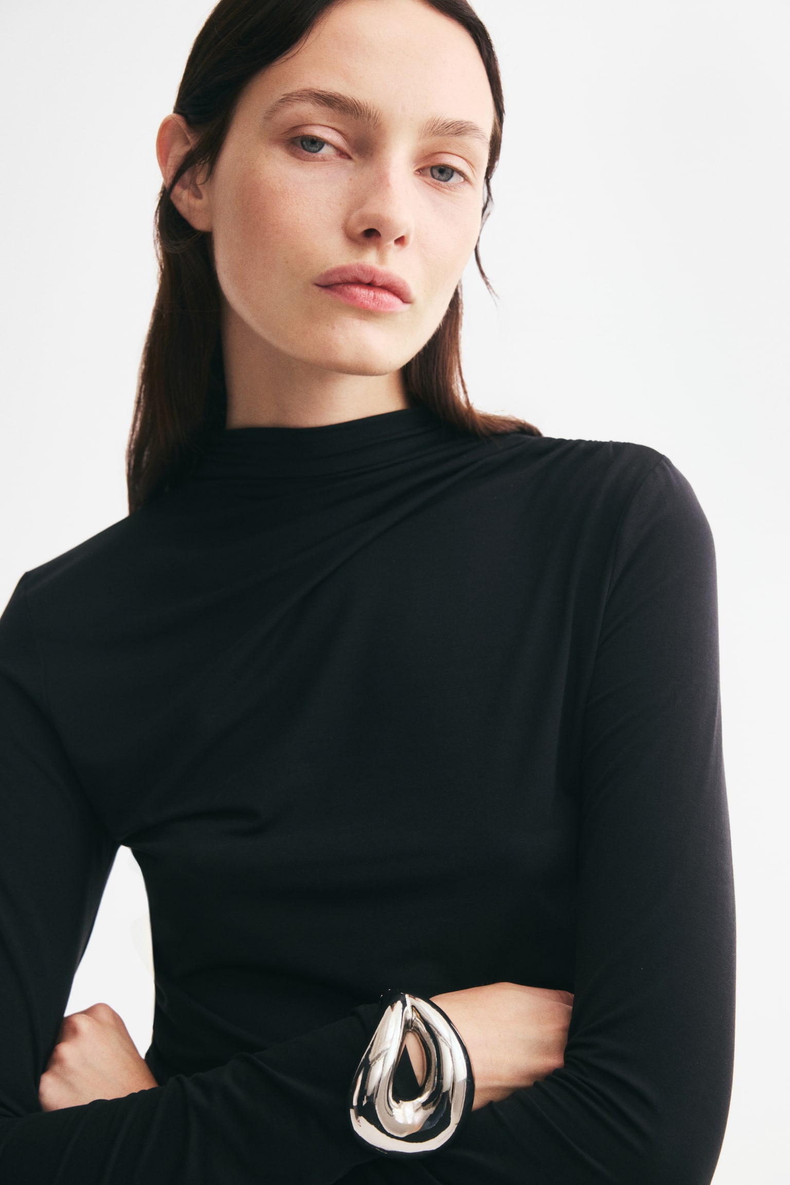 Женский топ H&M Draped Modal Top, цвет: Чёрный — фото 4
