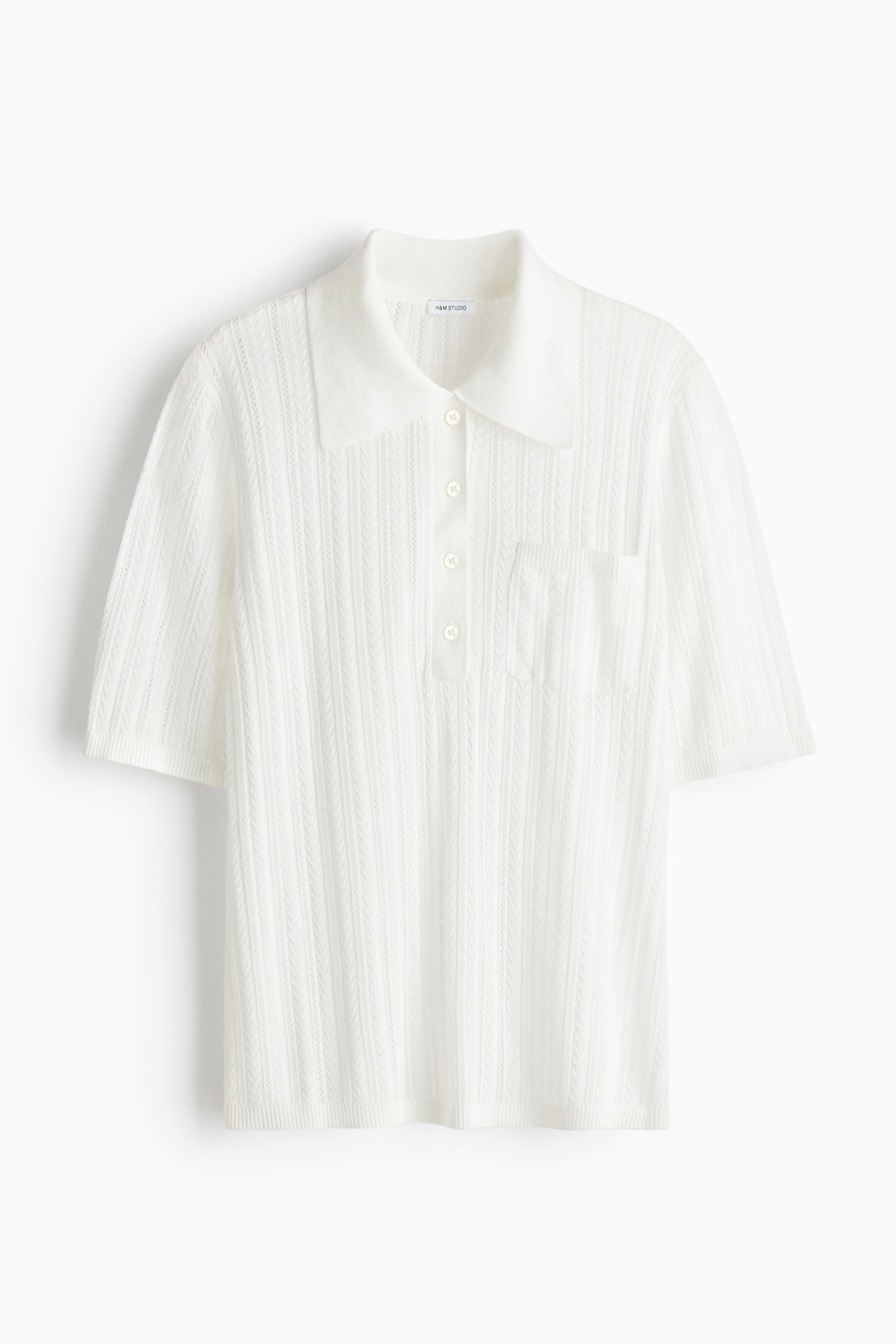 Pointelle-Knit Polo Shirt