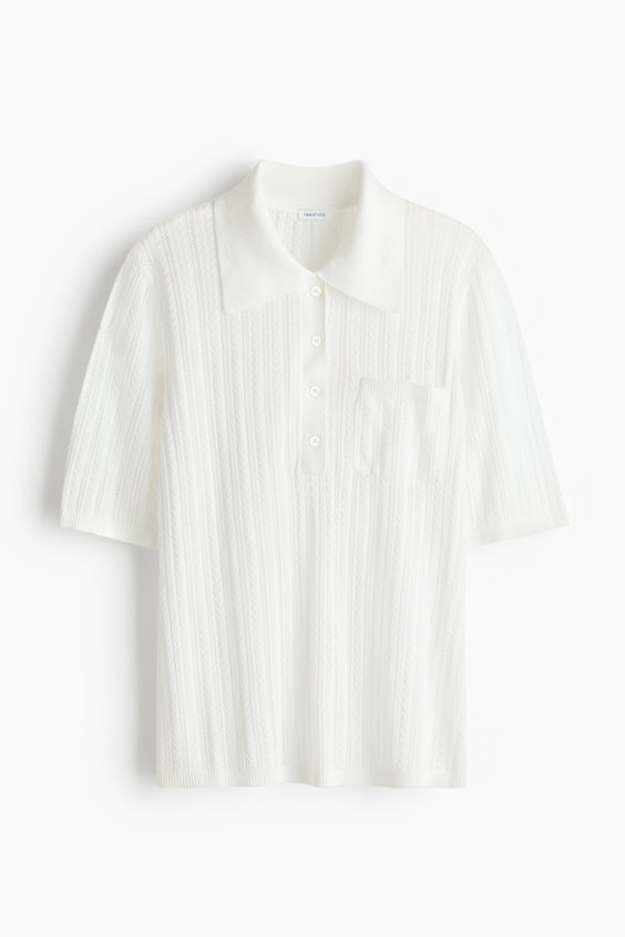 Женские рубашки H&M Pointelle-Knit Polo Shirt