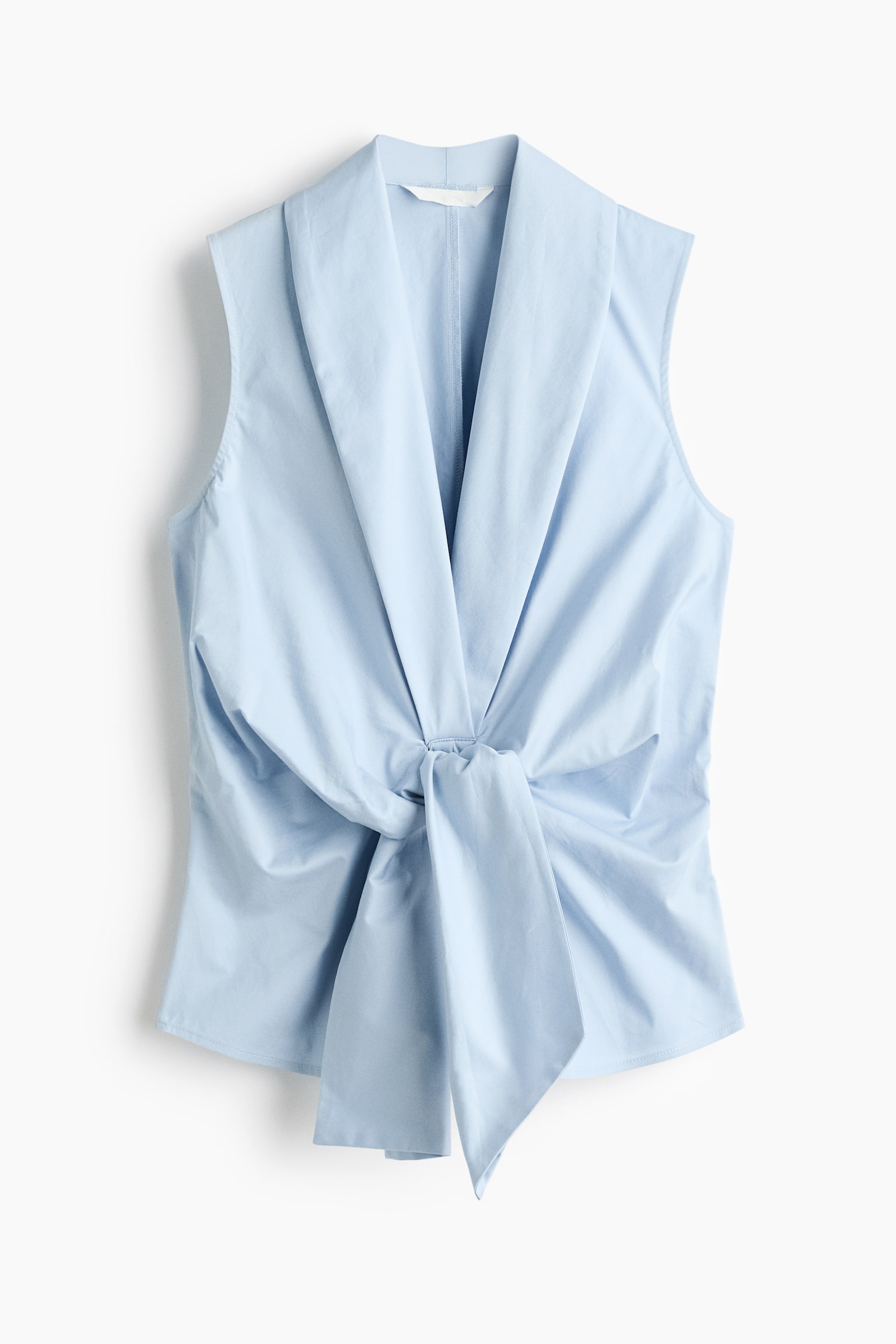 Tie-Detail Cotton Top - Light blue/Black - 1