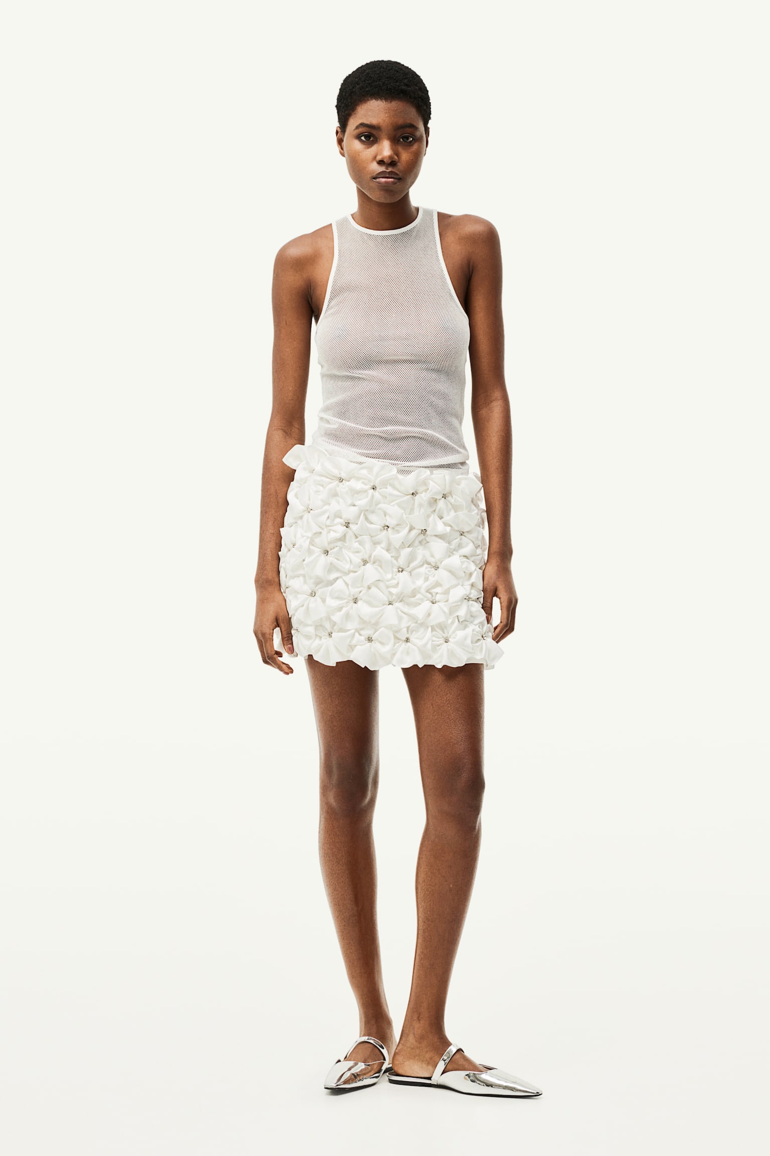 Rhinestone-embellished mini skirt - White - 6