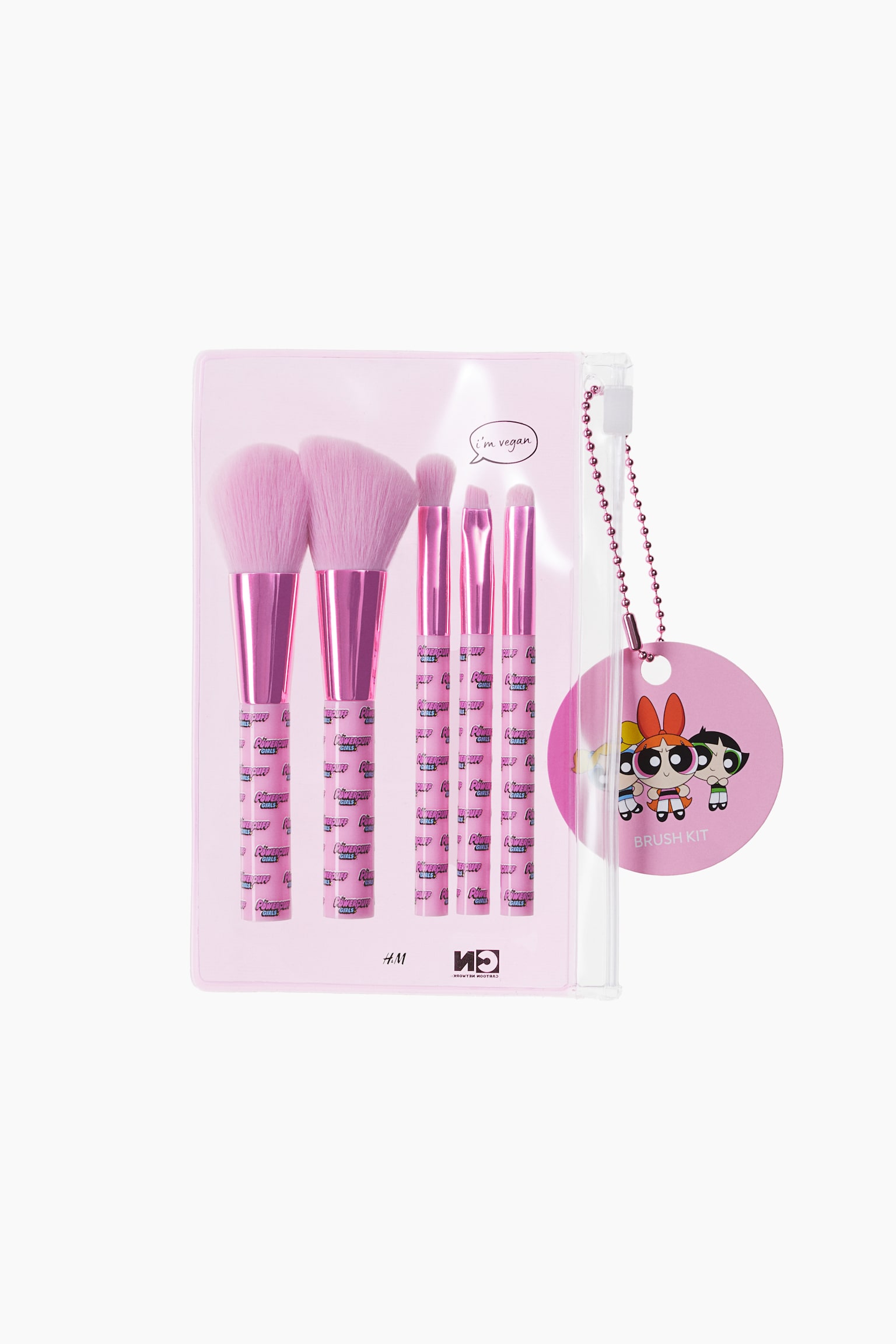 Pack de 5 pincéis de maquilhagem de olhos e rosto - Rosa/As Powerpuff Girls - 1