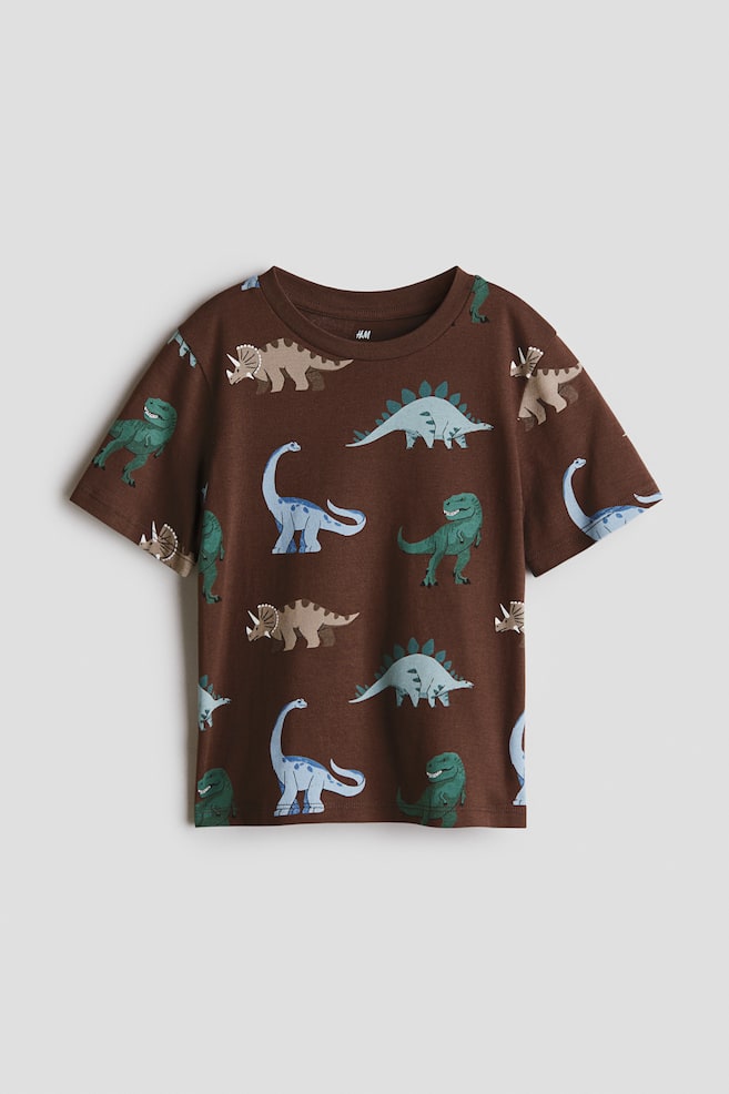 Printed T-Shirt - Dark brown/dinosaurs/Navy blue/Adventure Crew/Cream/Road Trip/Navy blue/Sports League/Light dusty green/skulls/Black/skeleton/Cream/Monster Jump/Gray melange/striped/White/striped/Khaki green/dinosaurs - 1