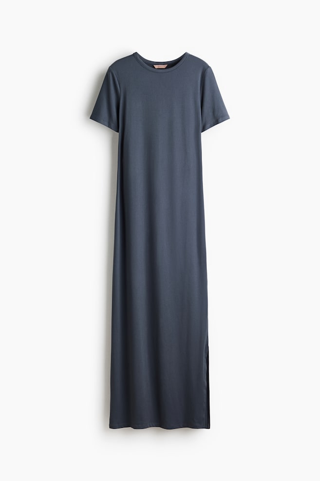 Longue robe T-shirt - Bleu marine/Noir/Marron foncé/Marron foncé - 1