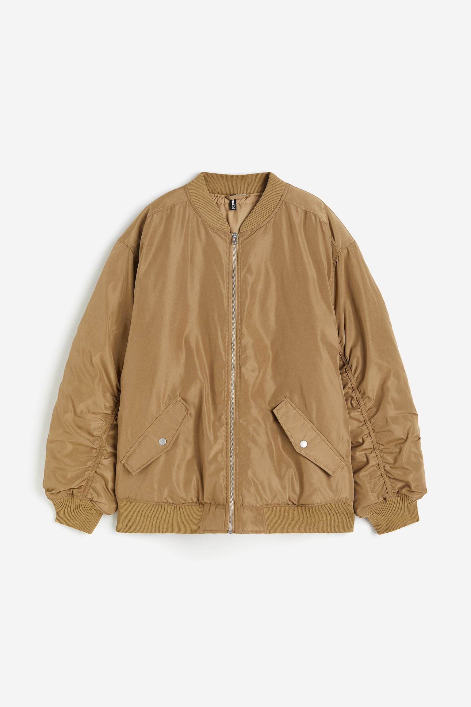 Oversized bomber jacket - Dark beige/Dark khaki green - 1