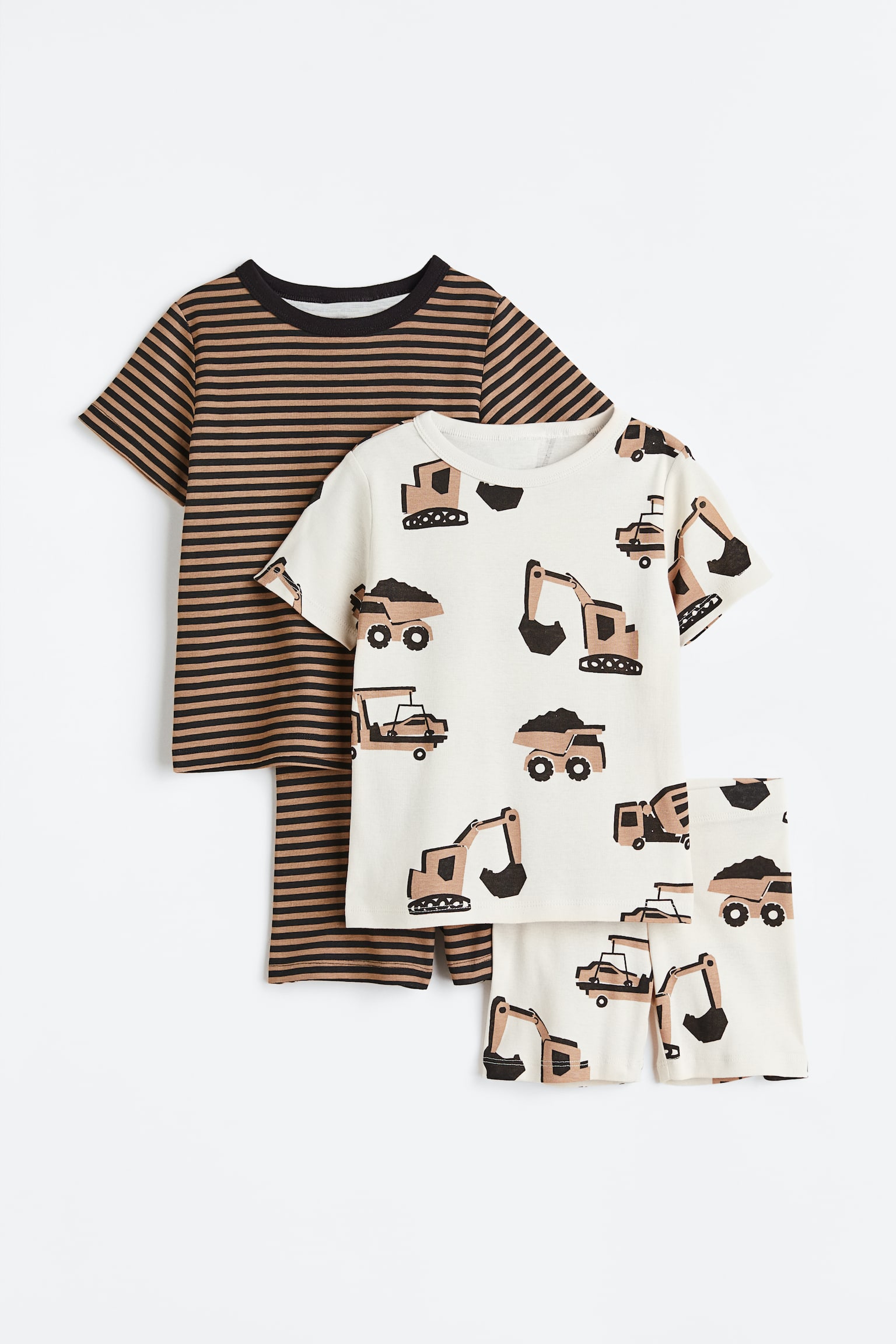 2-pack cotton pyjamas - Dark beige/Excavators