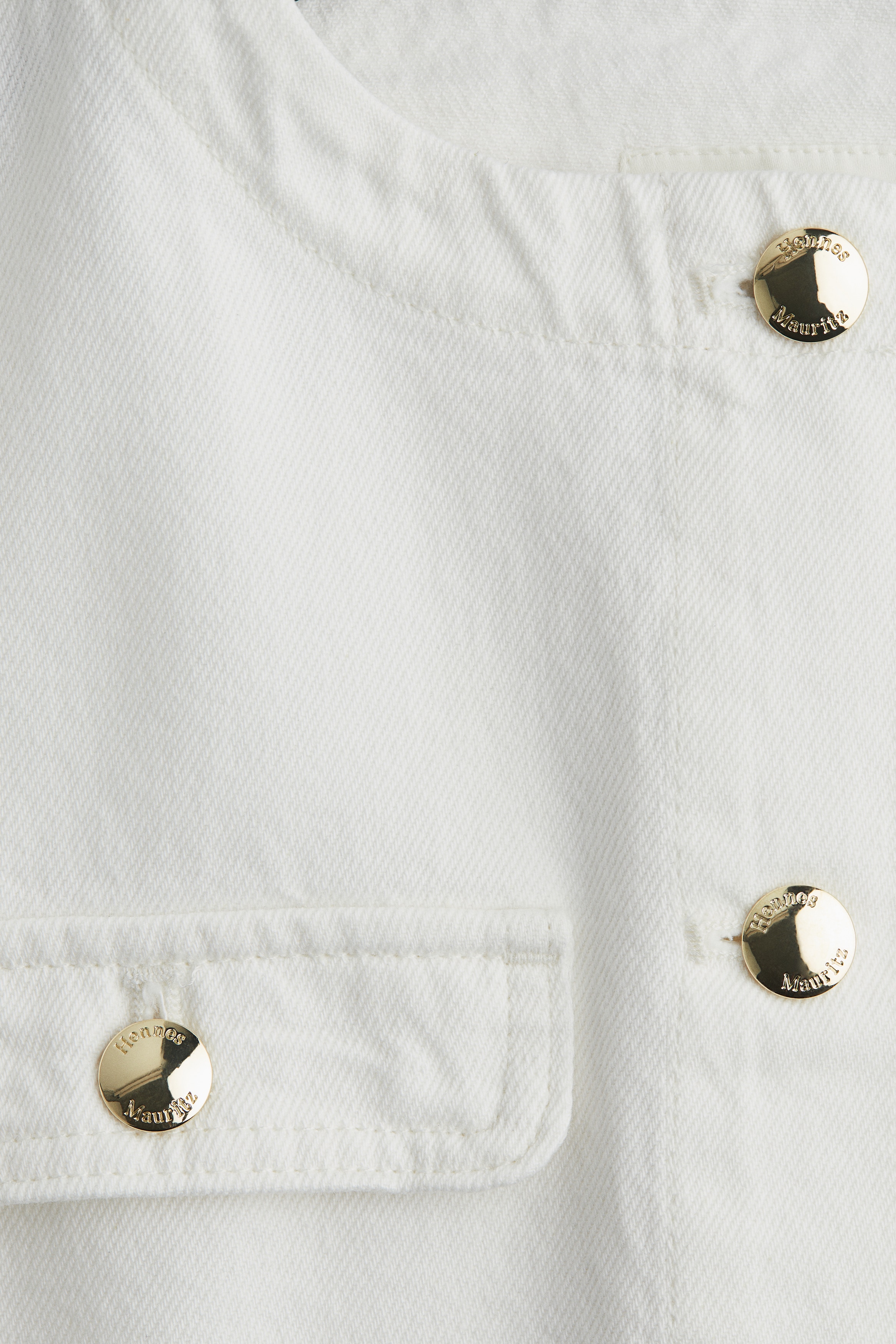 Collarless denim jacket